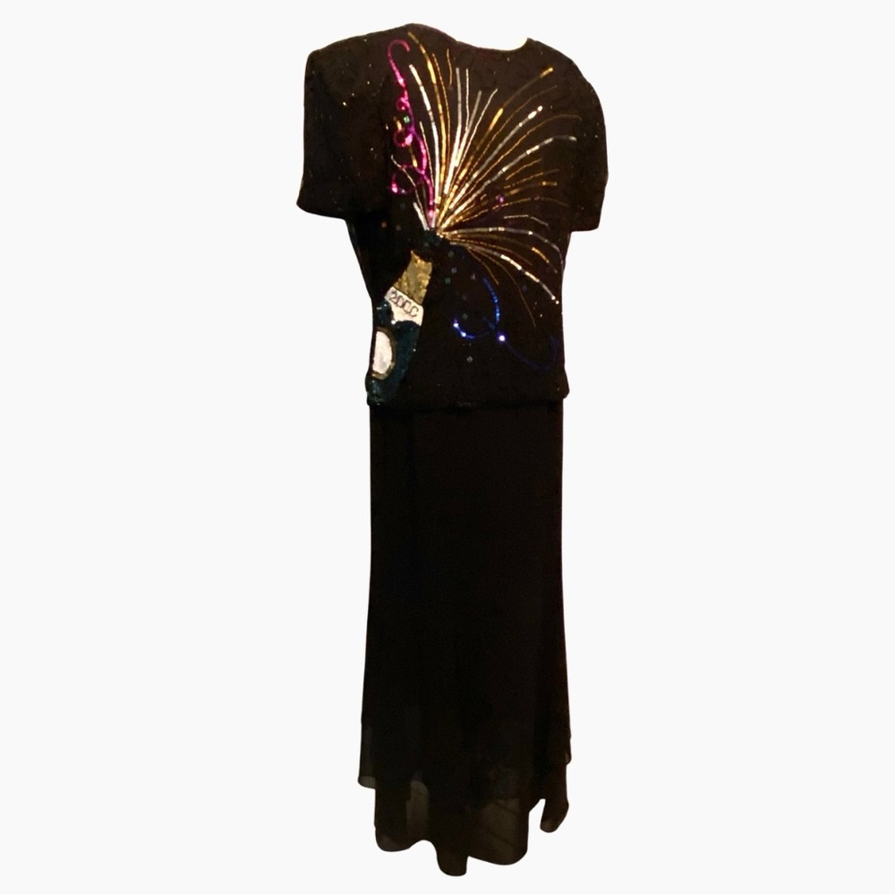 Champagne sequin dress Y2K party dress formal eveningware wedding guest - Picture 2 of 6